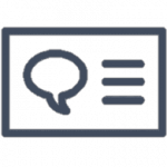 Informationsdesign Icon mit Sprechblase und Text