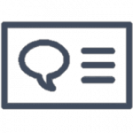 Informationsdesign Icon mit Sprechblase und Text