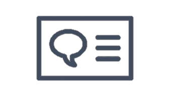 Informationsdesign Icon mit Sprechblase und Text