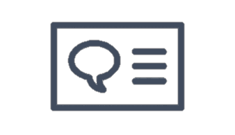 Informationsdesign Icon mit Sprechblase und Text